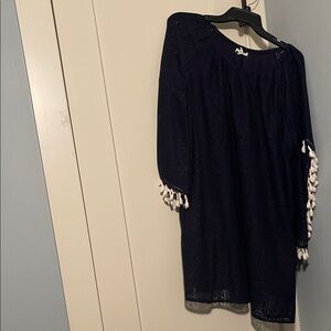 Indigo Soul Navy Dress with White Tassels